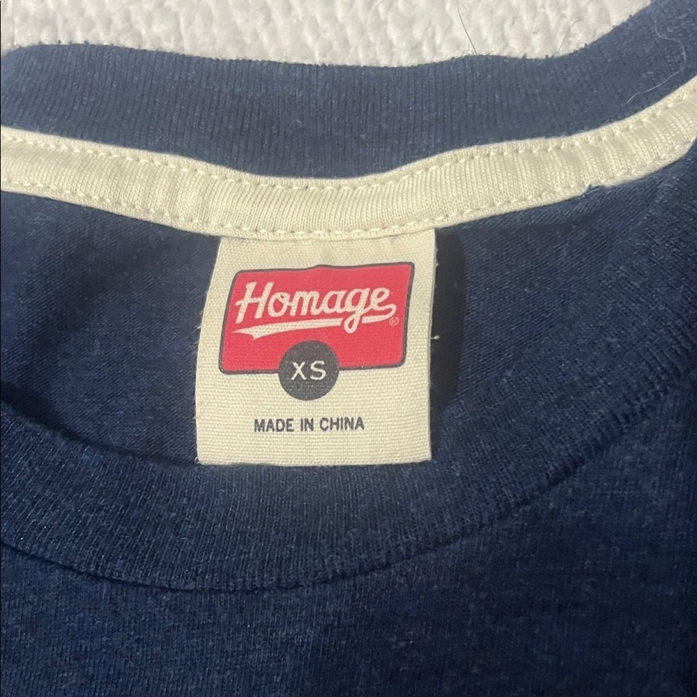 (046)HOMAGE Navy and Cream Tee - Picture 2 of 5